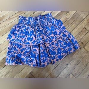 Universal Thread Women's Tiered Ruffle Floral Mini Skirt Pink and blue